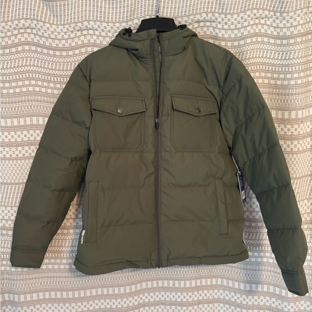 Katin OTG Summit Hooded Down Jacket, Thyme, size Medium, NWT